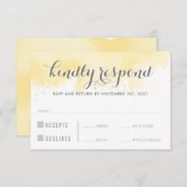 RSVP返信RESPONSE黄色の水色の食事 出欠カード (正面/裏面)