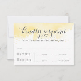 RSVP返信RESPONSE黄色の水色の食事 出欠カード