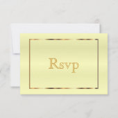 RSVP金ゴールドと黄淡い色のサテン 出欠カード (裏面)