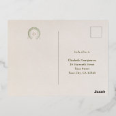 RSVP金ゴールドグリーンリプライヴィンテージアールヌーボーミュシャ 箔シーズンポストカード (裏面)