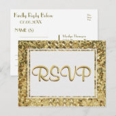RSVP金ゴールドシーケンス インビテーションポストカード (正面/裏面)
