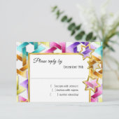 RSVP金ゴールドスターカラフルダマスク 招待状 (スタンド正面)