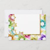 RSVP金ゴールドスターカラフルダマスク 招待状 (裏面)