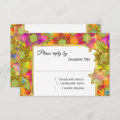 RSVP金ゴールドスター抽象芸術スターダマスク 招待状 (正面/裏面)