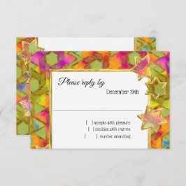 RSVP金ゴールドスター抽象芸術スターダマスク 招待状