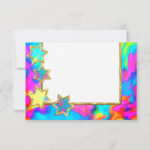 RSVP金ゴールドスター抽象芸術ターコイズ絞り染め 招待状 (裏面)