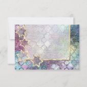 RSVP金ゴールドスター抽象芸術パープルグリーンブルー 招待状 (裏面)