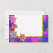 RSVP金ゴールドスター抽象芸術パープルブルーピンク 招待状 (裏面)