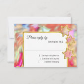 RSVP金ゴールドスター抽象芸術レッド絞り染め 招待状 (正面)