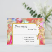 RSVP金ゴールドスター抽象芸術レッド絞り染め 招待状 (スタンド正面)