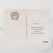 RSVP金ゴールドピンク返信ヴィンテージアールヌーボー 箔シーズンポストカード (裏面)