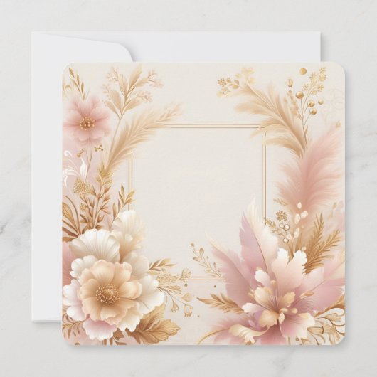 RSVP金ゴールドフローラダマスクブライダルシャワー 招待状 (裏面)