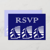 RSVP青カスタム白Sailbots応答 招待状 (正面/裏面)