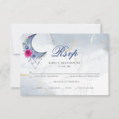 RSVP食事の選択 | ネイビカスタムー水彩洗剤 出欠カード (正面)