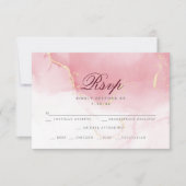 RSVP食事の選択 |ピンクマルーン水彩洗剤 出欠カード (正面)