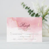 RSVP食事の選択 |ピンクマルーン水彩洗剤 出欠カード (スタンド正面)