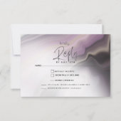 RSVP食事の選択 |プラムパープルエアブラシ大理石 出欠カード (正面)