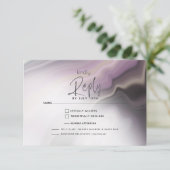 RSVP食事の選択 |プラムパープルエアブラシ大理石 出欠カード (スタンド正面)