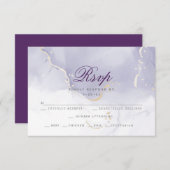 RSVP食事の選択 |薄紫水洗剤 出欠カード (正面/裏面)