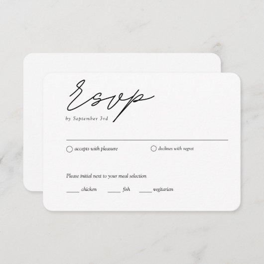 RSVP食事オプション伝統的ミニマリストRSVPカード エンクロージャーカード (正面/裏面)