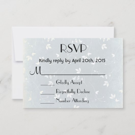 RSVP鳥とヴィンテージのシックなパター葉ン 出欠カード (裏面)