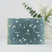 RSVP鳥とヴィンテージのシックなパター葉ン 出欠カード (スタンド正面)