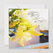 *~* RSVP黄色の水色フローラAR15 QR 結婚s 招待状 (正面)