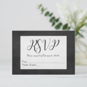 RSVP黒の結婚黒板 出欠カード (スタンド正面)