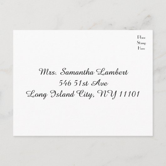 RSVP黒素朴と白の黒板（食事なし） インビテーションポストカード (裏面)