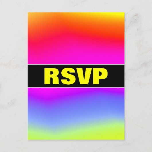 "RSVP" +おもしろい数々の色の虹色のパターン インビテーションポストカード (正面)