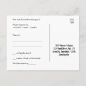 "RSVP" +おもしろい、愛情のあるカラフルハートパターン インビテーションポストカード (裏面)