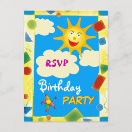 RSVP かわいらし – 誕生日パーティー インビテーションポストカード