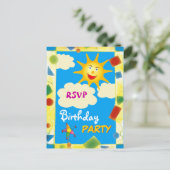RSVP かわいらし – 誕生日パーティー インビテーションポストカード (スタンド正面)