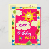 RSVP かわいらし - BIRTHDAY PARTYポストカード インビテーションポストカード (正面/裏面)