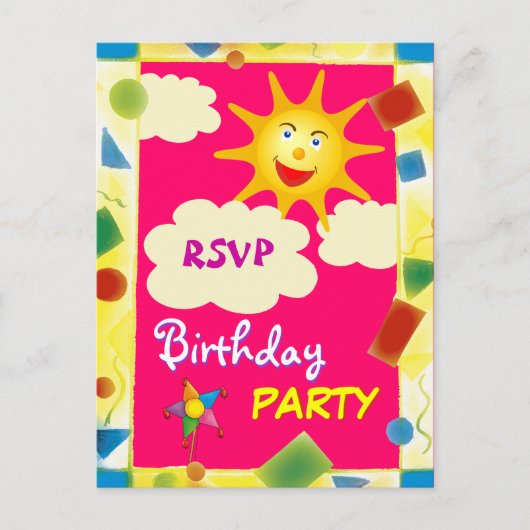 RSVP かわいらし - BIRTHDAY PARTYポストカード インビテーションポストカード (正面)