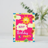 RSVP かわいらし - BIRTHDAY PARTYポストカード インビテーションポストカード (スタンド正面)