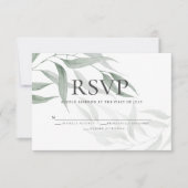 RSVP | ほこりっぽいグリーンウォーター色のウッドランド離れの 招待状 (正面)