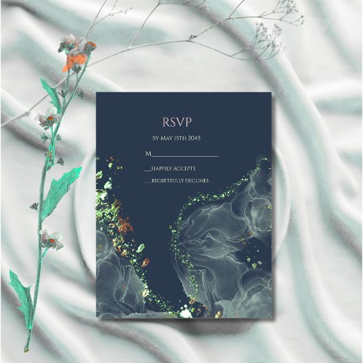 RSVP ウェディングカード エメラルドグリーン