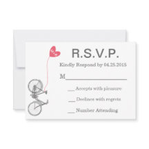 RSVP ウェディング インビテーション バイクとハート
