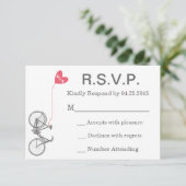 RSVP ウェディング インビテーション バイクとハート (スタンド正面)