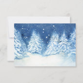 RSVP ウェディング ウィンター ネイビー 雪の木 水彩画 招待状 (裏面)