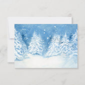 RSVP ウェディング　ウィンター　フォレスト　スノー　ツリー　水彩 招待状 (裏面)