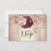 RSVP ウェディング グリッター ブライダル ローズゴールド ドリップス バーガンディ (裏面)