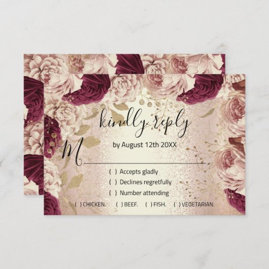 RSVP ウェディング グリッター ブライダル ローズゴールド リース フローラ (正面/裏面)