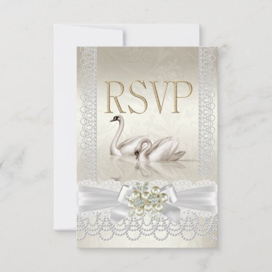 RSVP ウェディング スワン 白 パール レース ダマスク (正面)