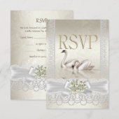 RSVP ウェディング スワン 白 パール レース ダマスク (正面/裏面)
