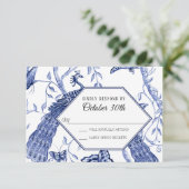 RSVP ウェディング ネイビー シノワーズリー ペコック バタフライ 招待状 (スタンド正面)