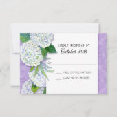 RSVP ウェディング フラワー ハイドランジア ラベンダー ダマスク アート 招待状 (正面)