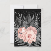 RSVP ウェディング ブラッシュ ピーチ チャコール フラワー ブラック 招待状 (裏面)