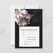 RSVP ウェディング ブラッシュ ピーチ ピンク チャコール フラワーリング 招待状 (裏面)